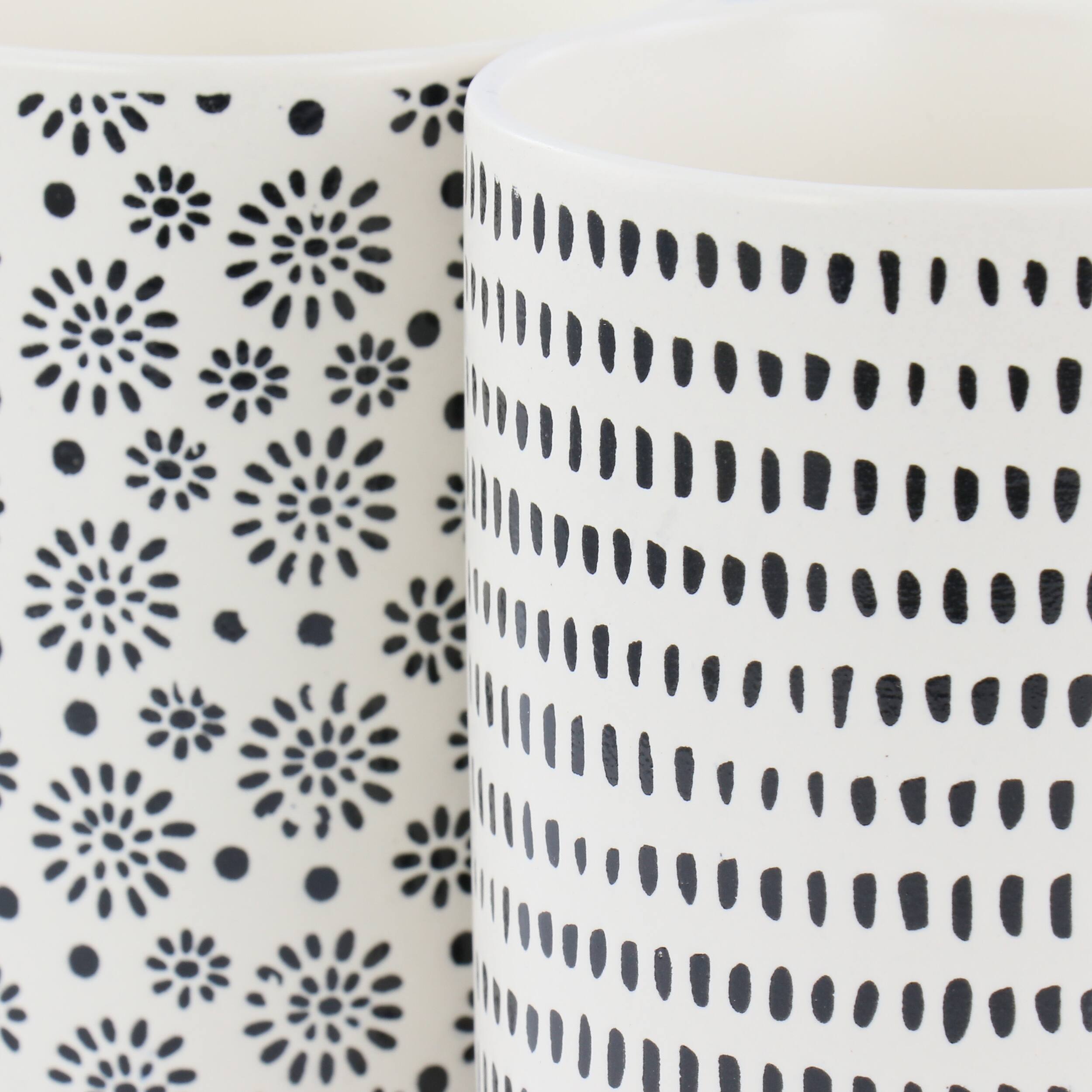 Alt View 2. Mr. Coffee - Mr. Coffee Dutton Springs 4 Piece 19 Ounce Stoneware Assorted Designs Mug Set in White - Black.