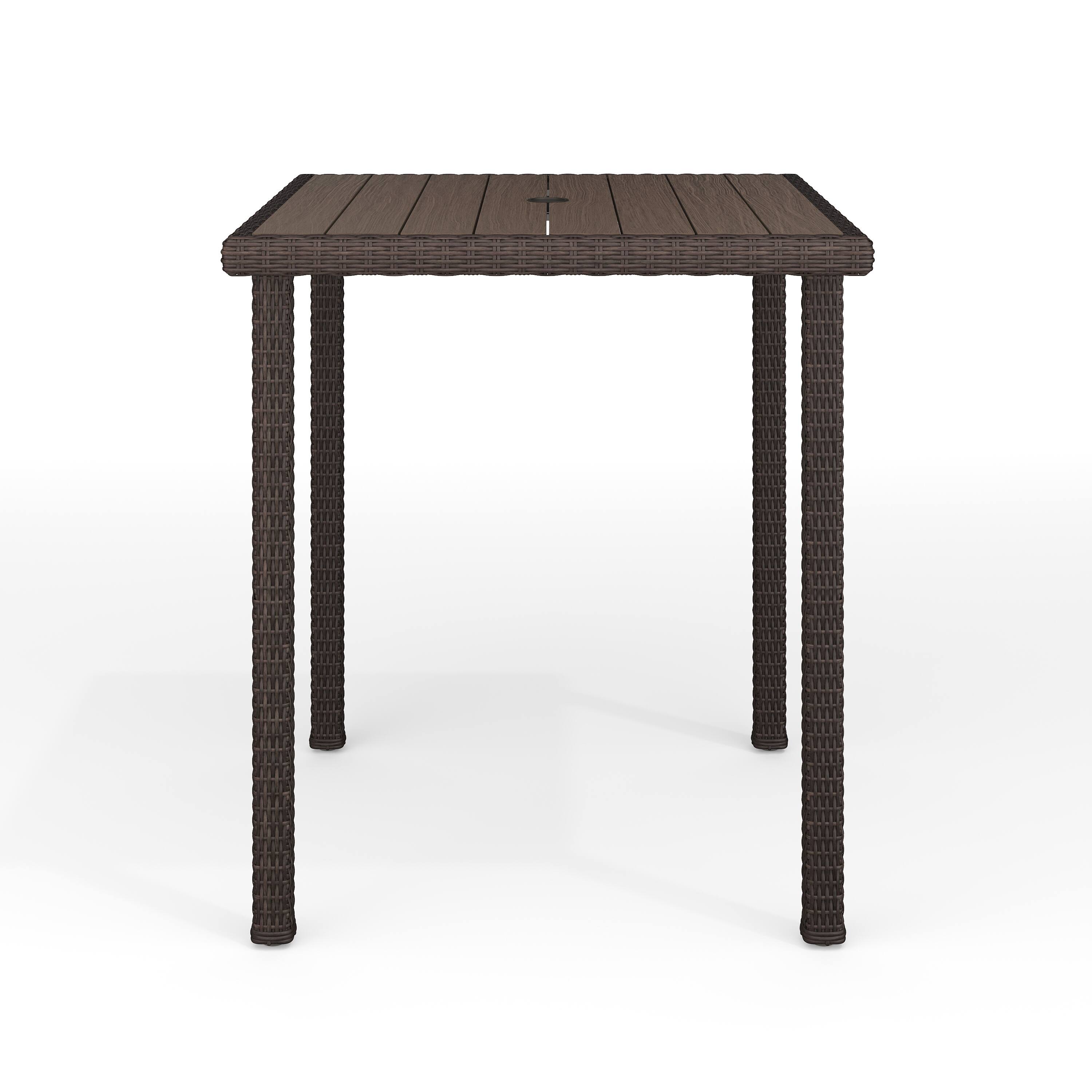 Alt View 7. Martha Stewart - Bedford Outdoor Rattan Wicker Patio Bar Table with Engineered Wood Top - Brown.