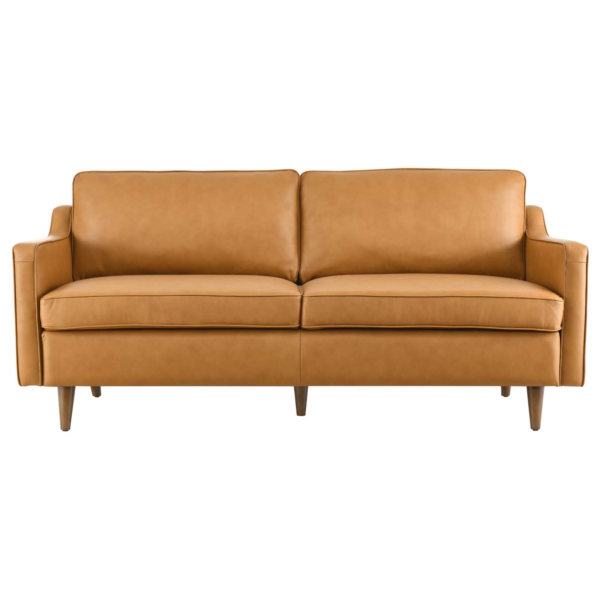 Alt View 2. Modway - Impart Genuine Leather Sofa by Modway - Brown.