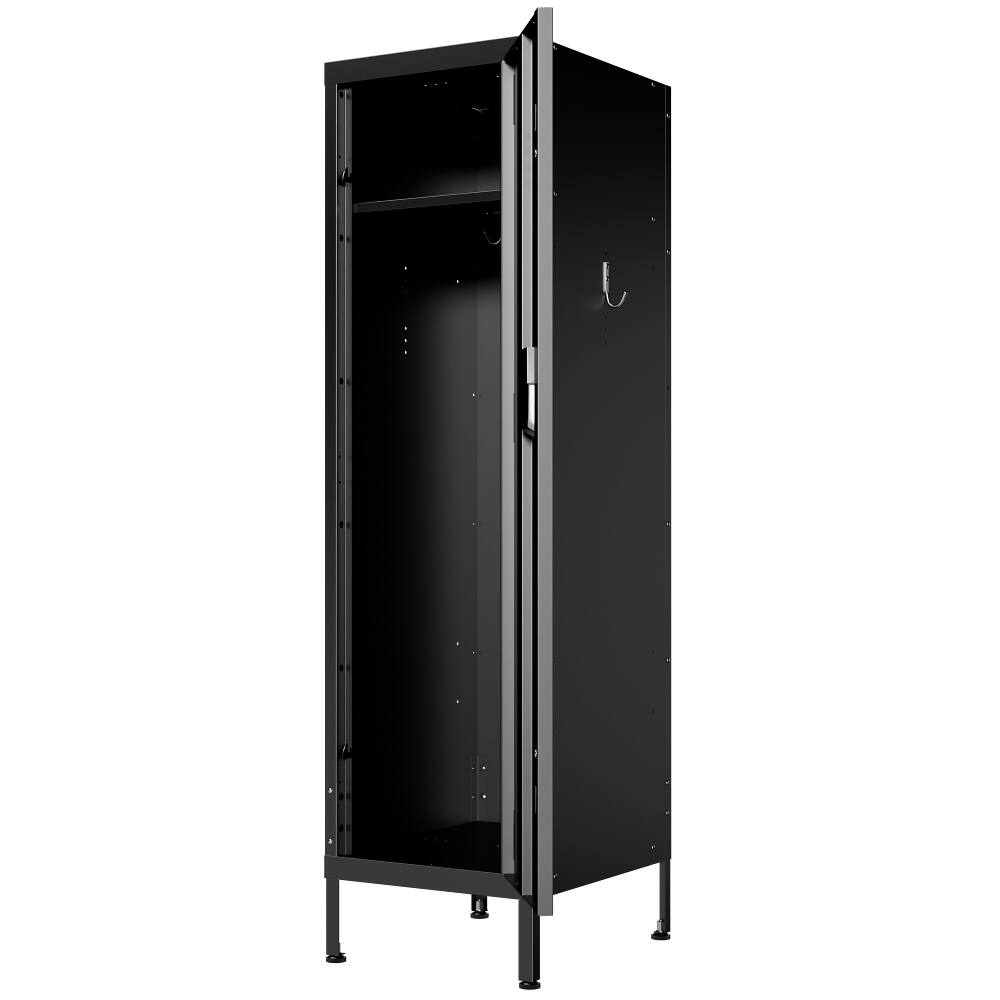 Alt View 10. Loheer - Loheer 55 Inch Tall Metal Wardrobe Cabinet, Waterproof Steel Clothing Locker with Lock and Ventilated Door - Matte Black.