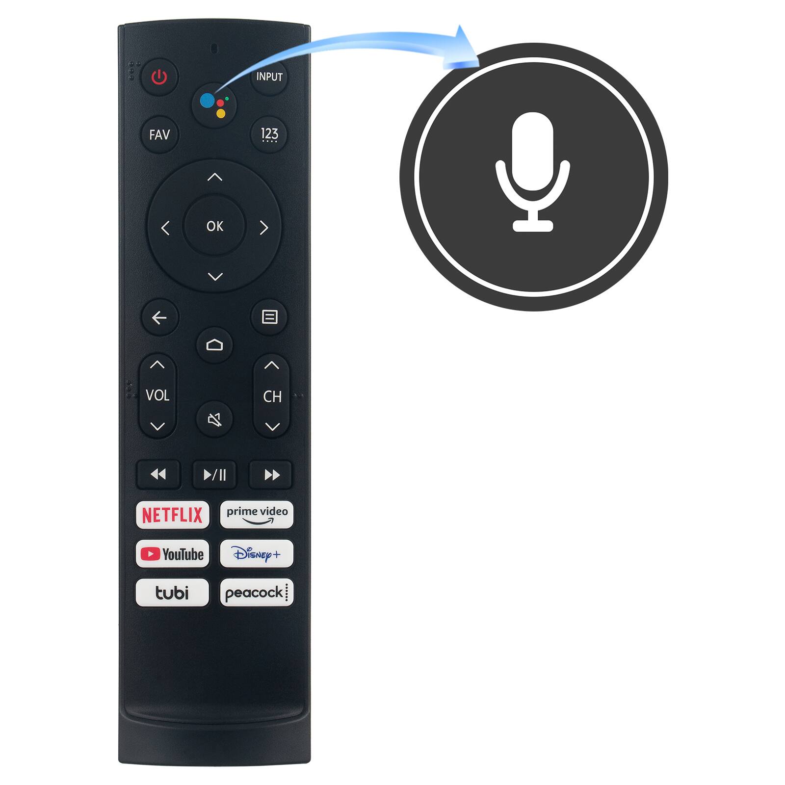 WINFLIKE - Replacement ERF3A90 Voice Remote Control fit for Hisense 4K Smart TV 65A6H 55A6H 50A6H 65U6H 55U6H 75U6H - Black