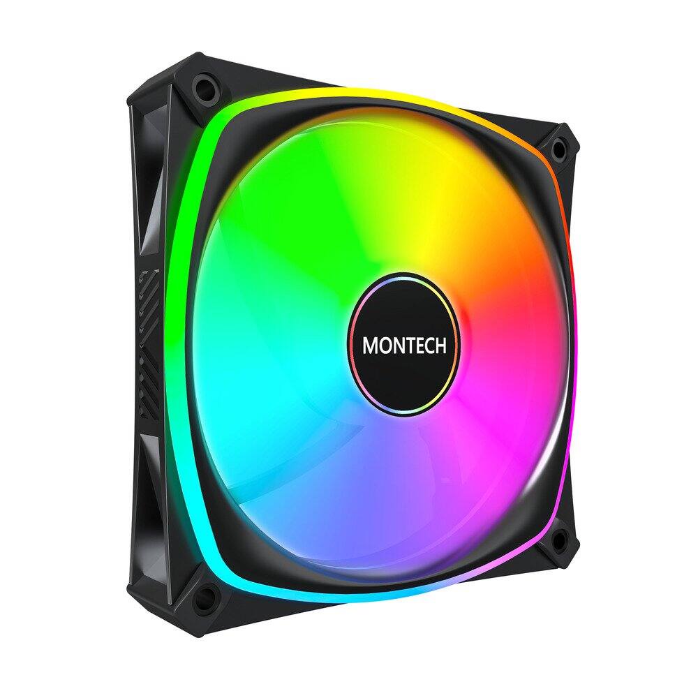 Front. Montech - RX120 PRO RX120PB 120mm ARGB Fan, 1600PWM - Black.