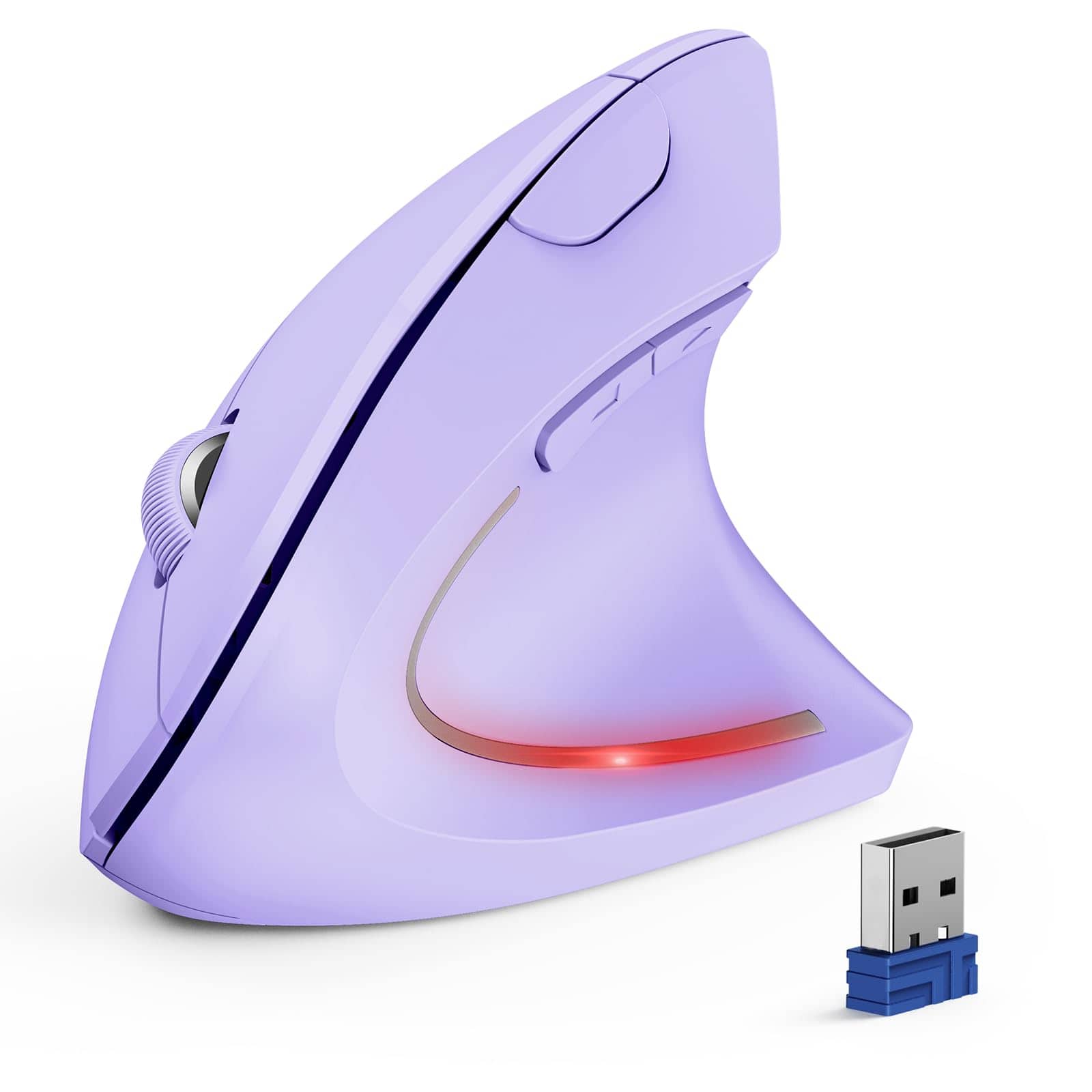 Cozy Serene - Wireless Mouse USB Vertical 4800 Dpi Optical Tracking Adjustable Quiet Clicks 2.4ghz - Wireless - Purple