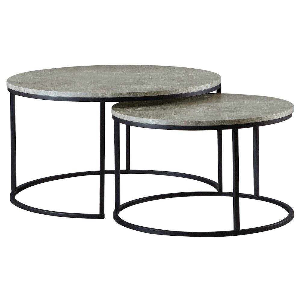 Front. Coaster Co. of America - Lainey 2-piece Round Faux Marble Nesting Coffee Table Grey - Gray.