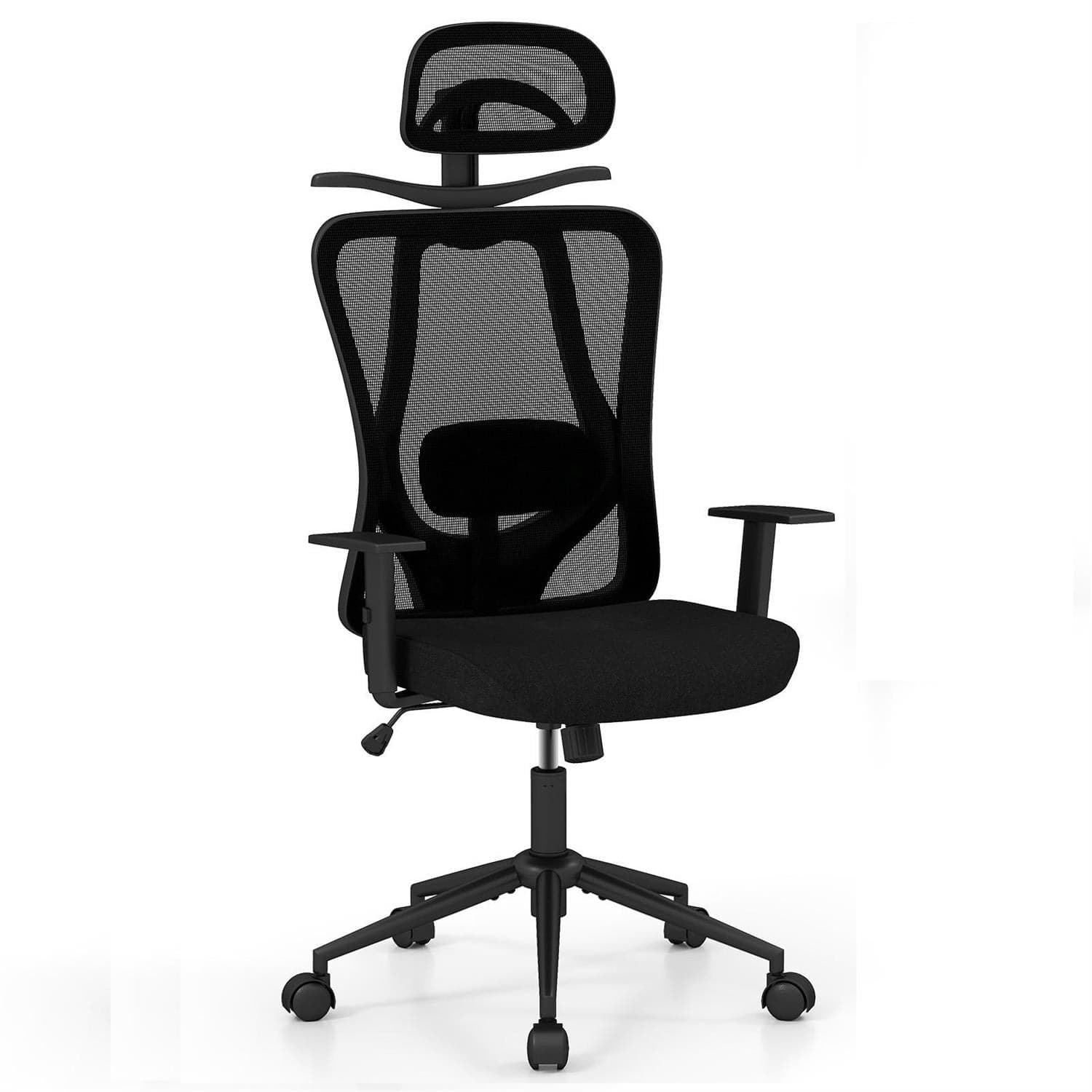 Pefilos - Ergonomic Office Chair, 3D Headrest, 87°-100° Reclining Backrest, Adjustable Lumbar, Thickened Seat - Black