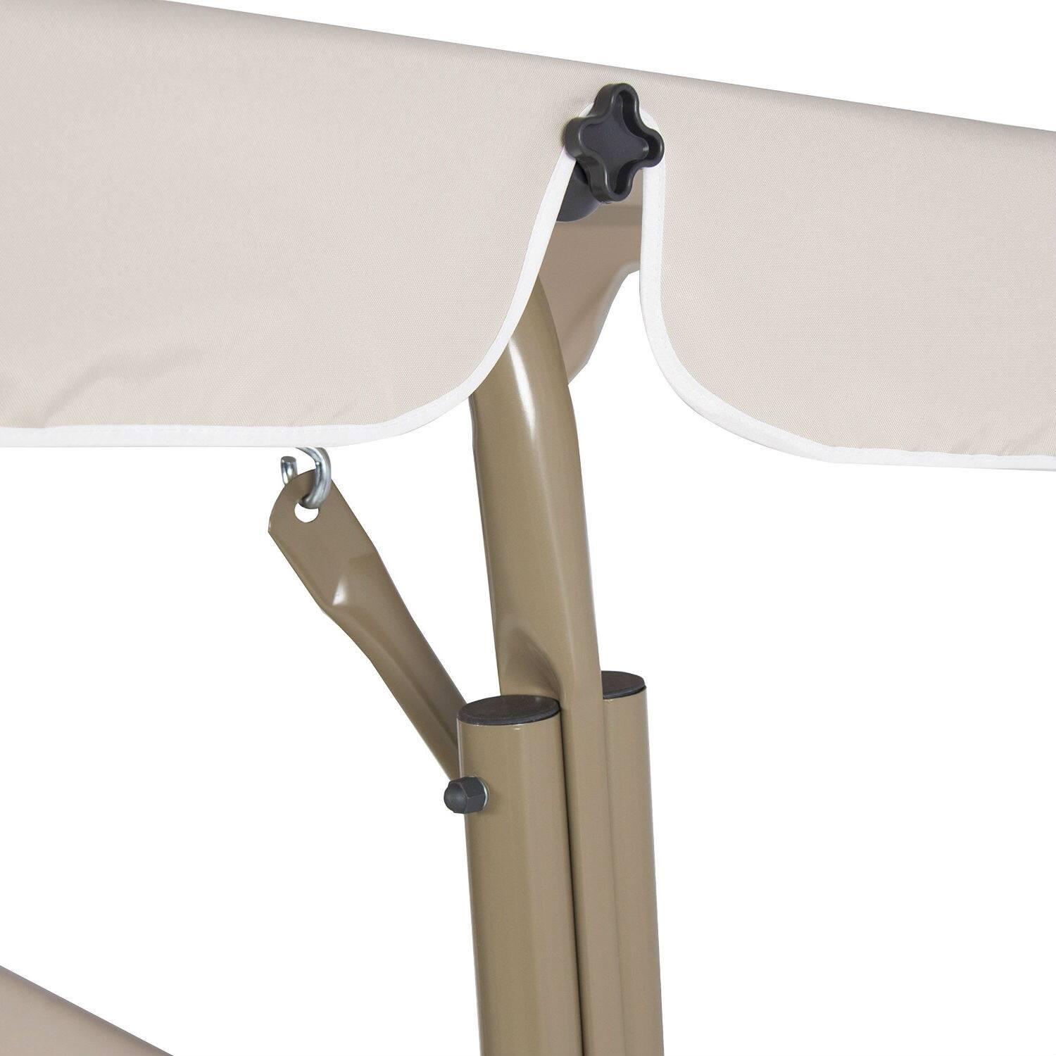Back. Hivvago - Outdoor Porch Swing Patio Deck Glider with Canopy in Beige - Beige.