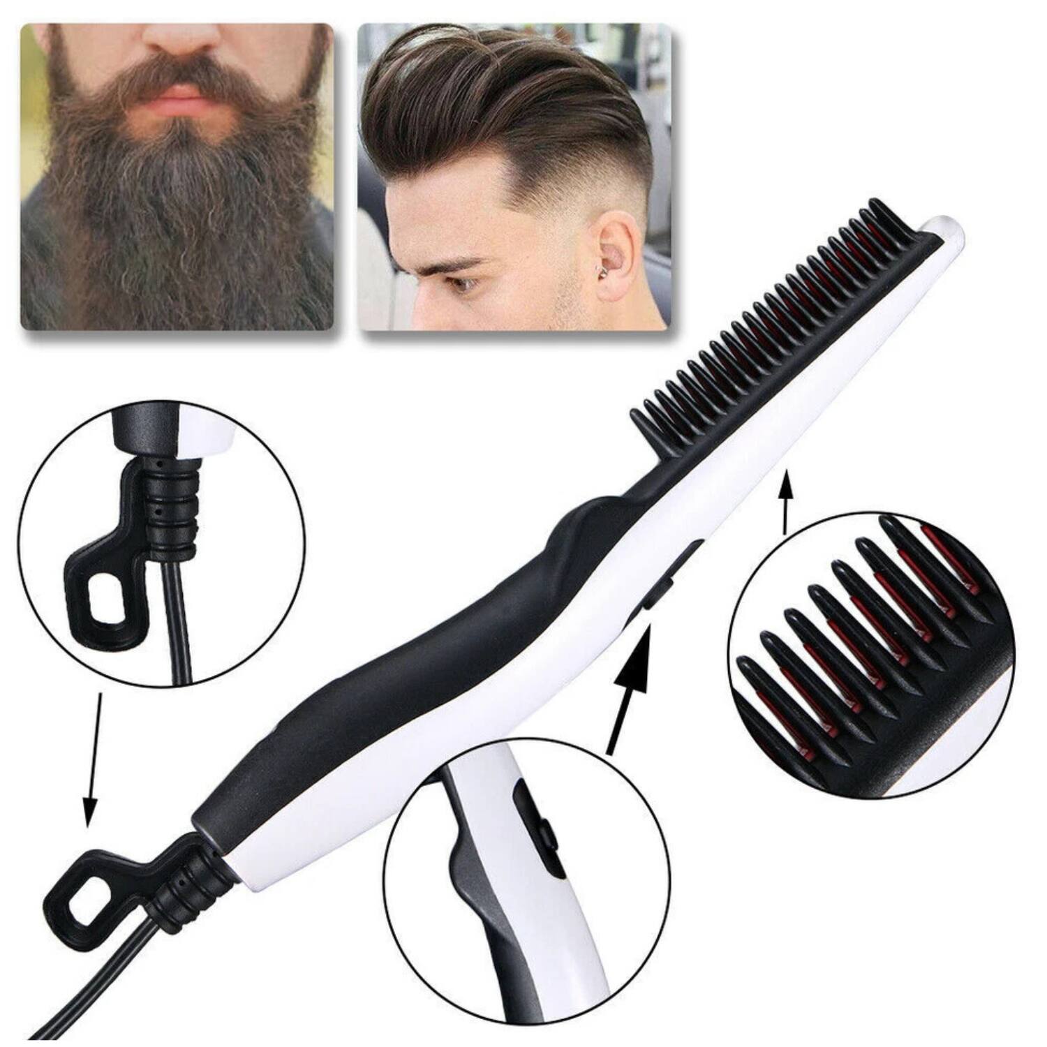 Angle. Stock Preferred - Beard Straightener Brush for Men.