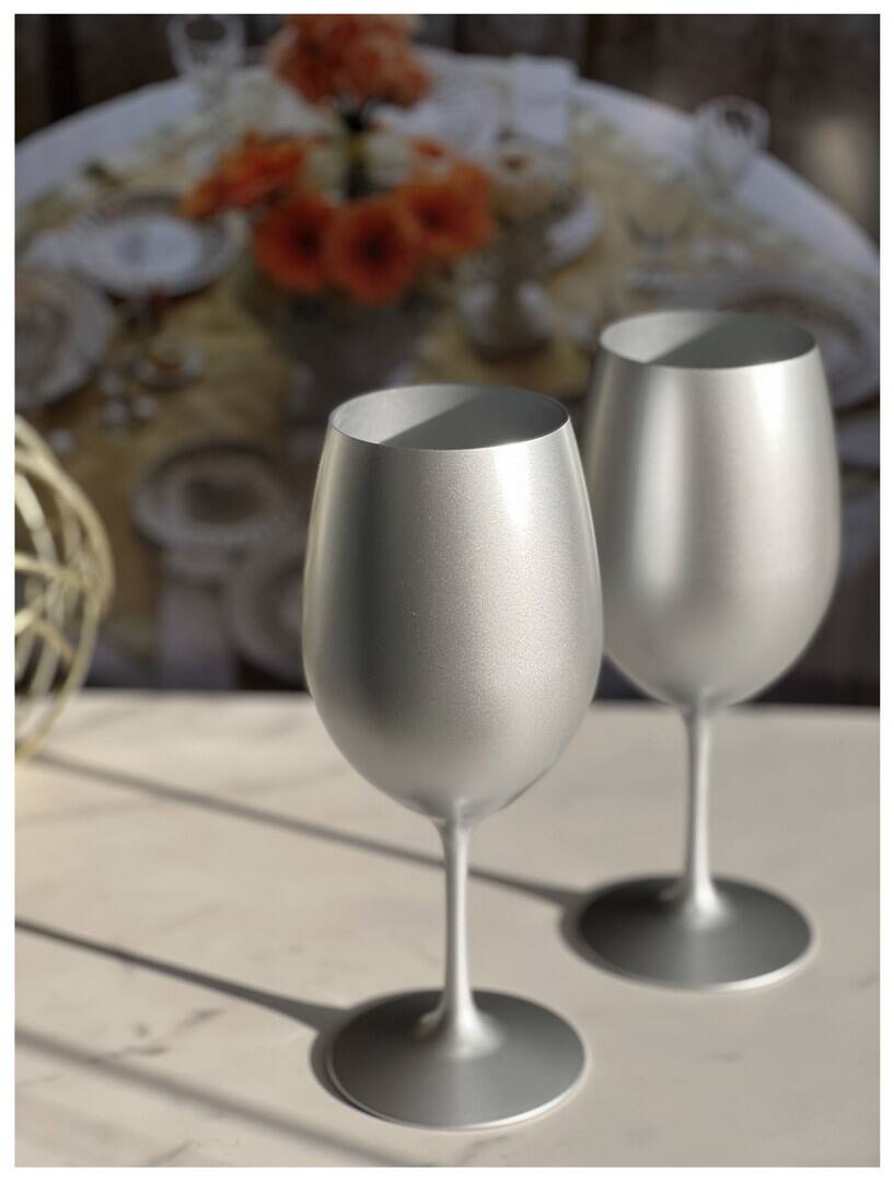Back. APRILSOUL - Metallic Silver Plastic Wine Glasses Set of 4 BPA Free Acrylic Unbreakable Red White Wine Glasses - white.