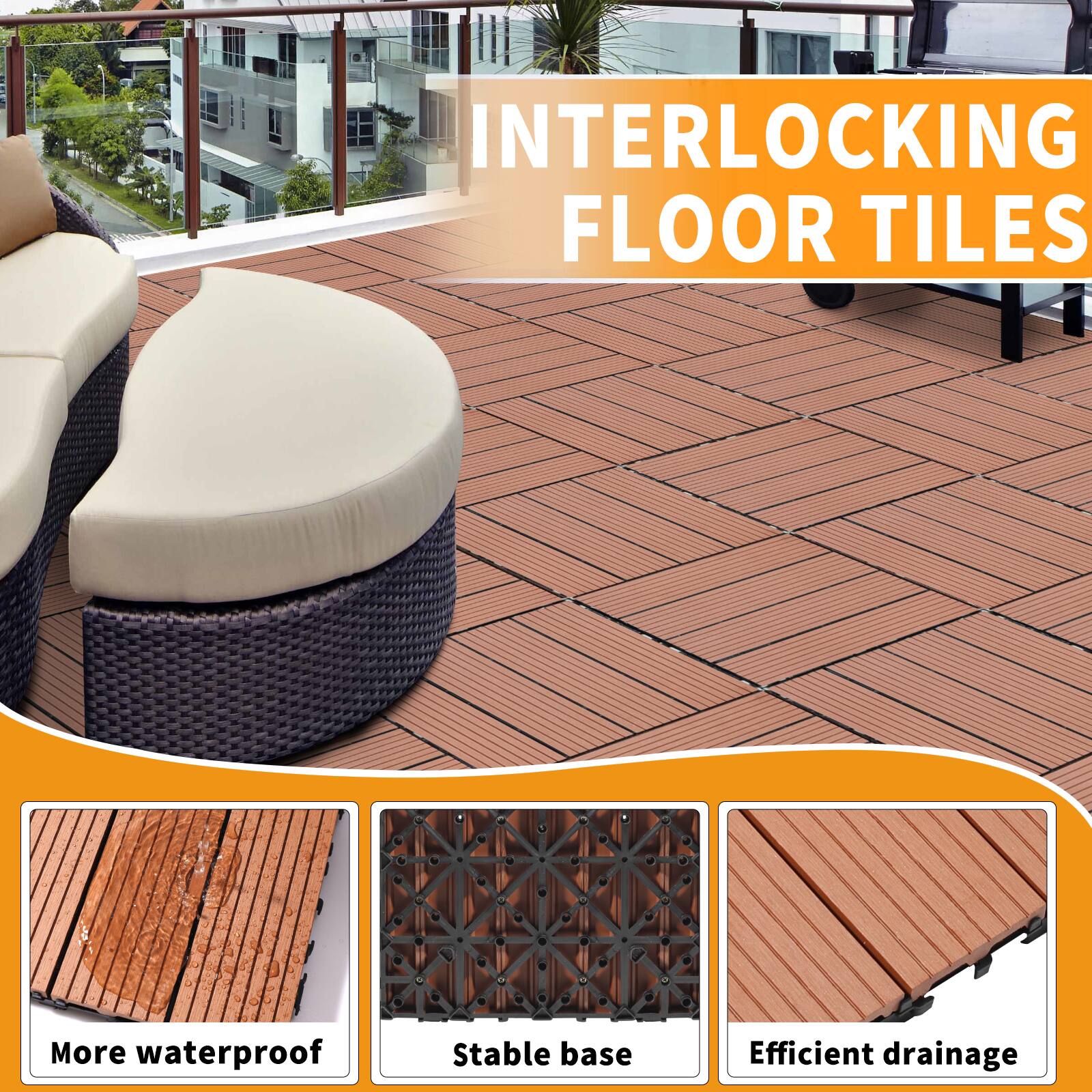 INTERLOCKING FLOOR TILES

- More waterproof
- Stable base
- Efficient drainage