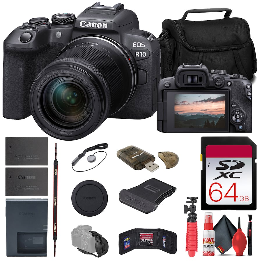 Bundle Canon EOS R10 Mirrorless Camera W/ 18 150mm Lens + 64GB Card ...