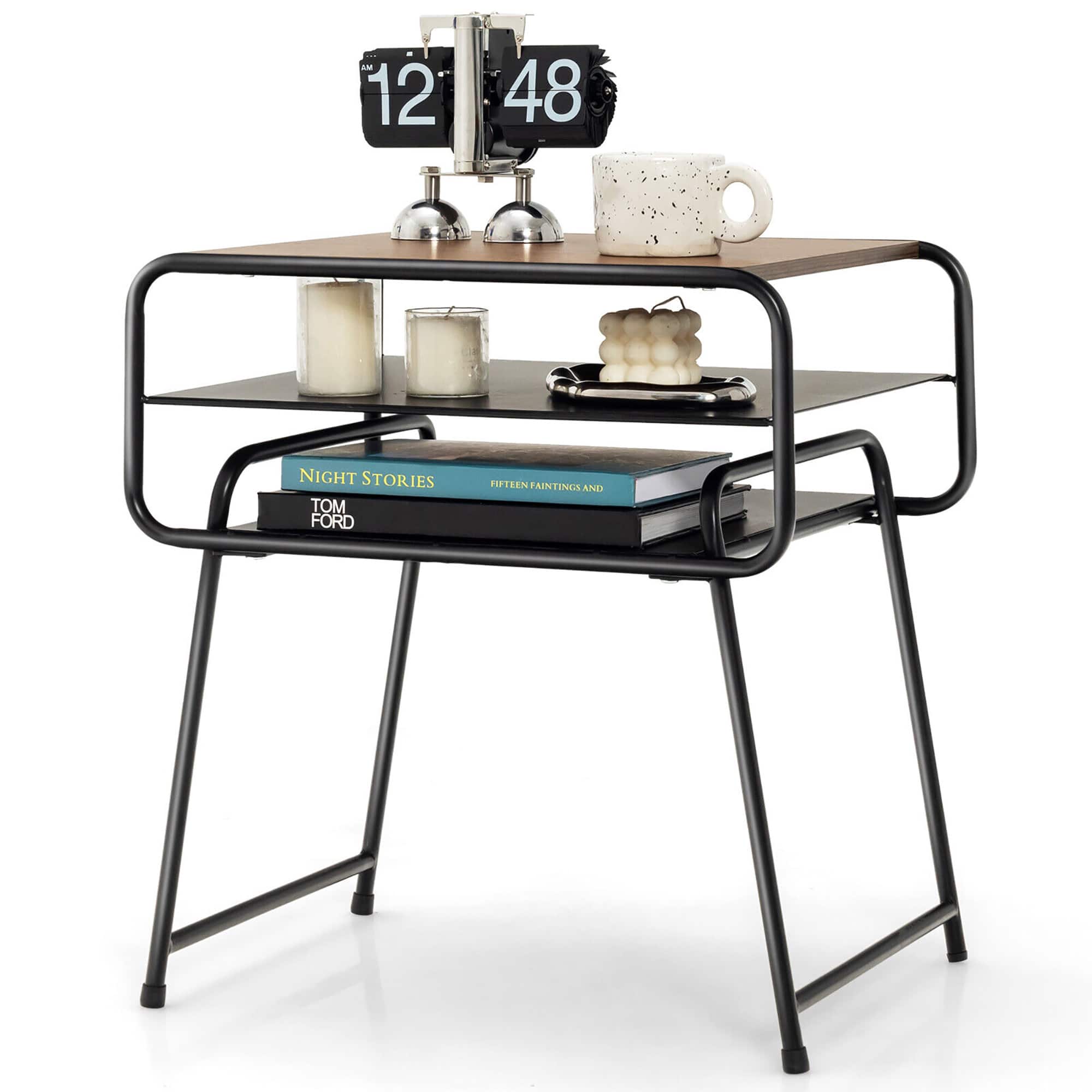 Gymax - 3-tier Side End Sofa Display Table Compact Nightstand for Bedroom Living Room - Coffee