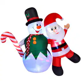 CAMULAND - 6FT Inflatable Snowman Santa Claus Christmas Decorations - White Red