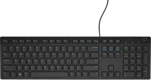 Front. Dell - KB216-BK-US Multimedia Keyboard - Wired - USB - Black - Black.