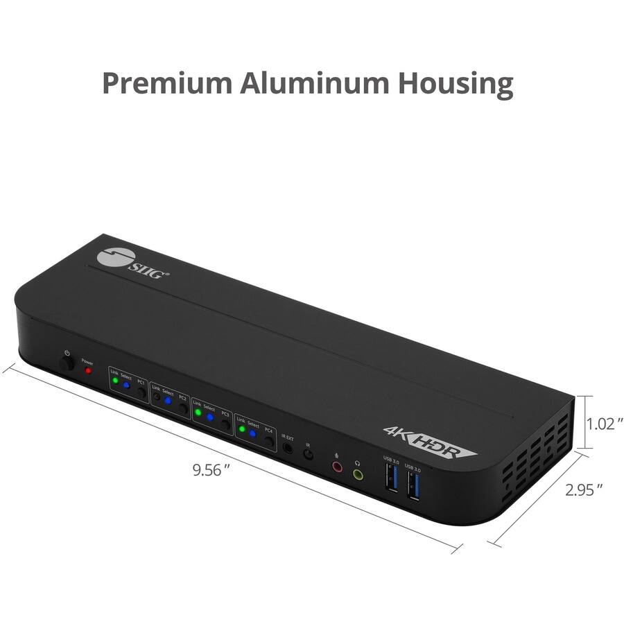 Premium Aluminum Housing

SIIG

Unk Select PCI Link Select PC2 Link Select PC3 Link Select PCA IR EXT 9.56"

4K HDR

1.02" 2.95"