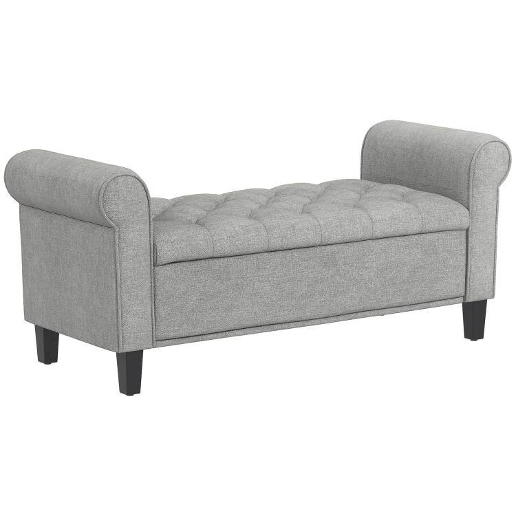 PULUZ 50 Inches Storage Ottoman, End of Bed Bench with Rolled Arms ...