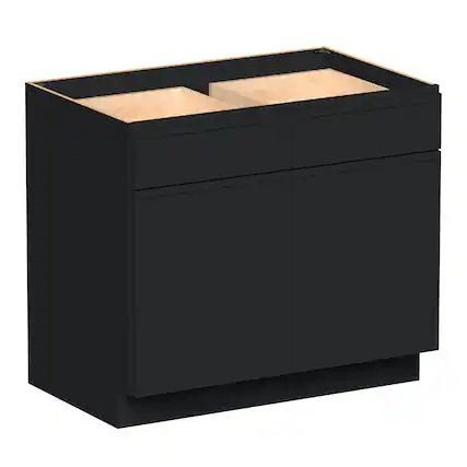 Front. Boyel Living - 39-in W x 34.5-in H x 24-in D Shaker RTA Kitchen Base Cabinet with Soft-Close - Black.