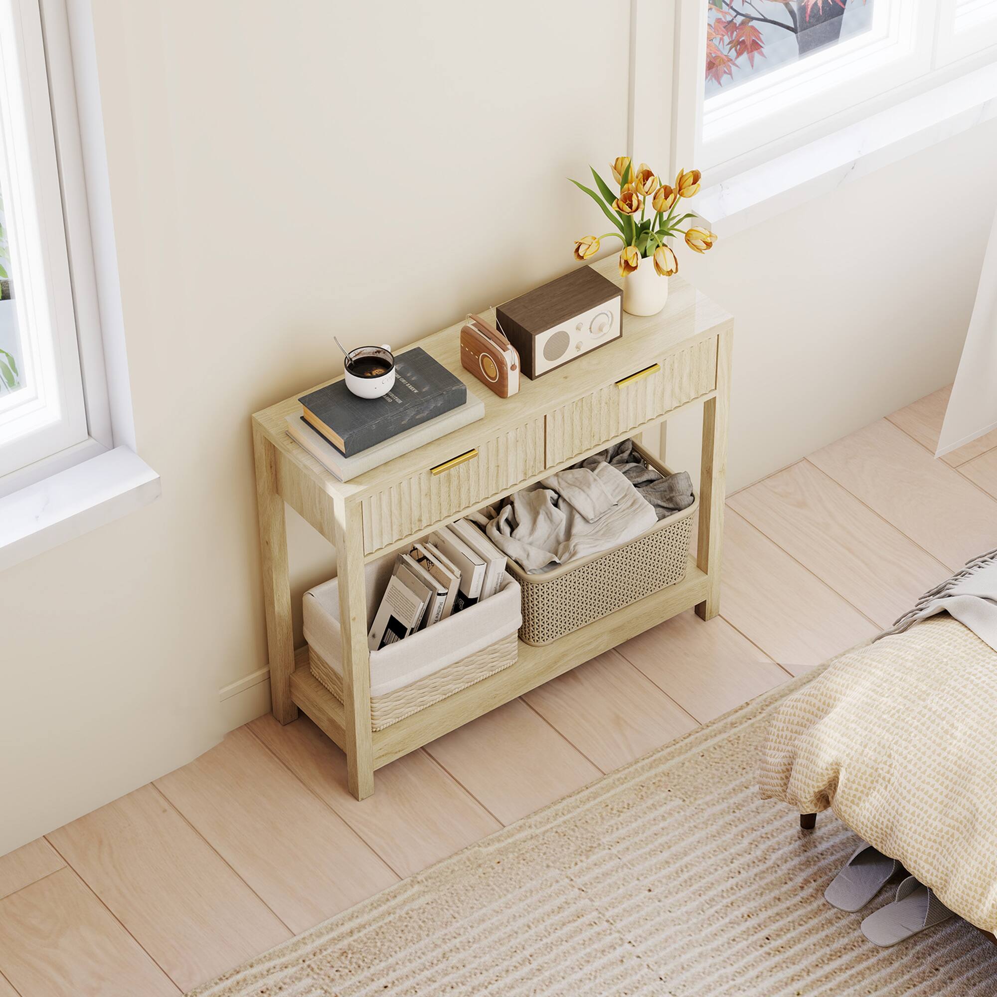 Alt View 7. Homcom - Console Table with Storage - Natural Wood.