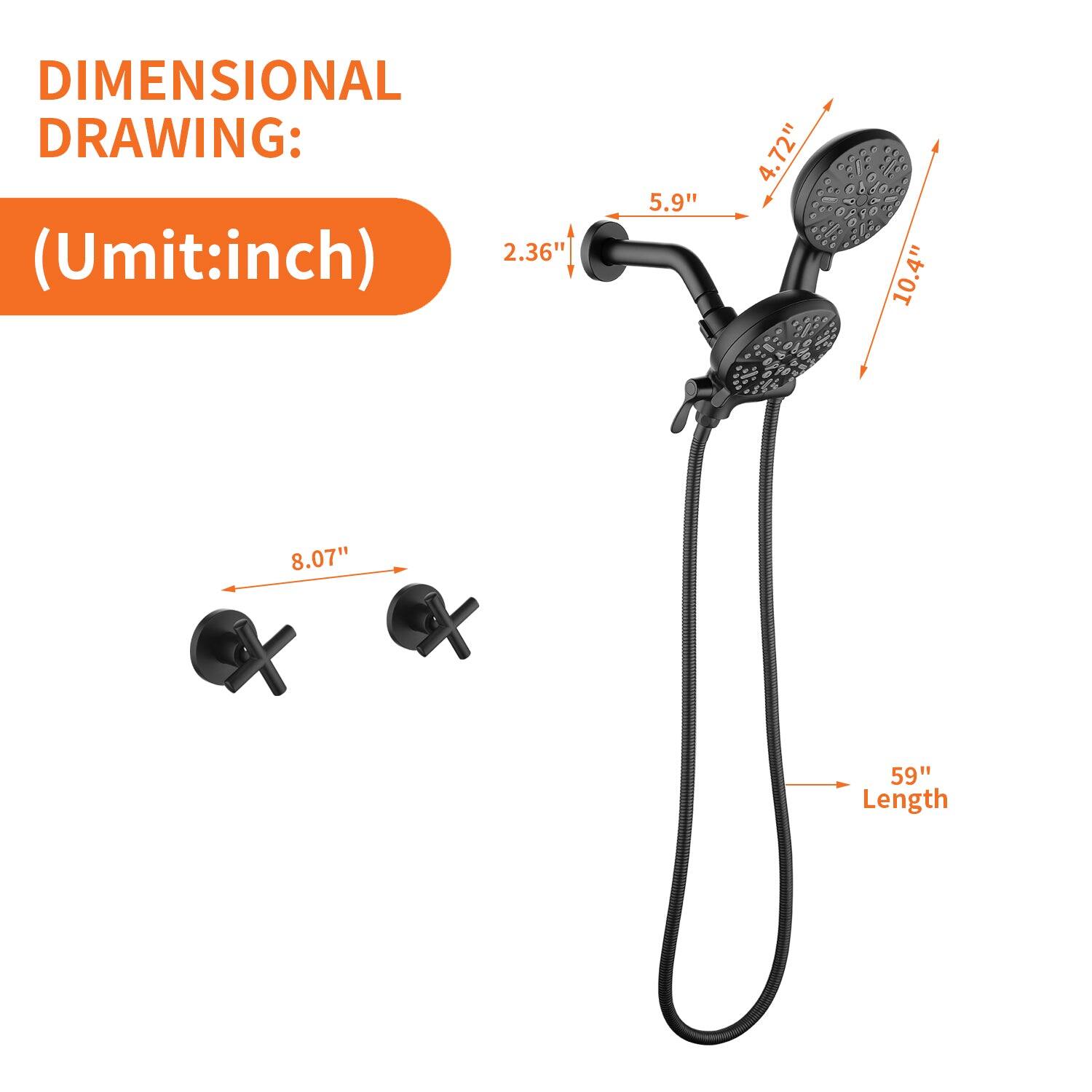 DIMENSIONAL DRAWING:  
(Umit: inch)  
2.36" 5.9" 4.72" 10.4" 8.07" 59" Length
