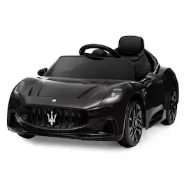 Jojoka - 12V Licensed Maserati GranCabrio Kids Ride On Car, Electric Sports Vehicle w/ Remote Control, LED Lights & Seatbelt - Black