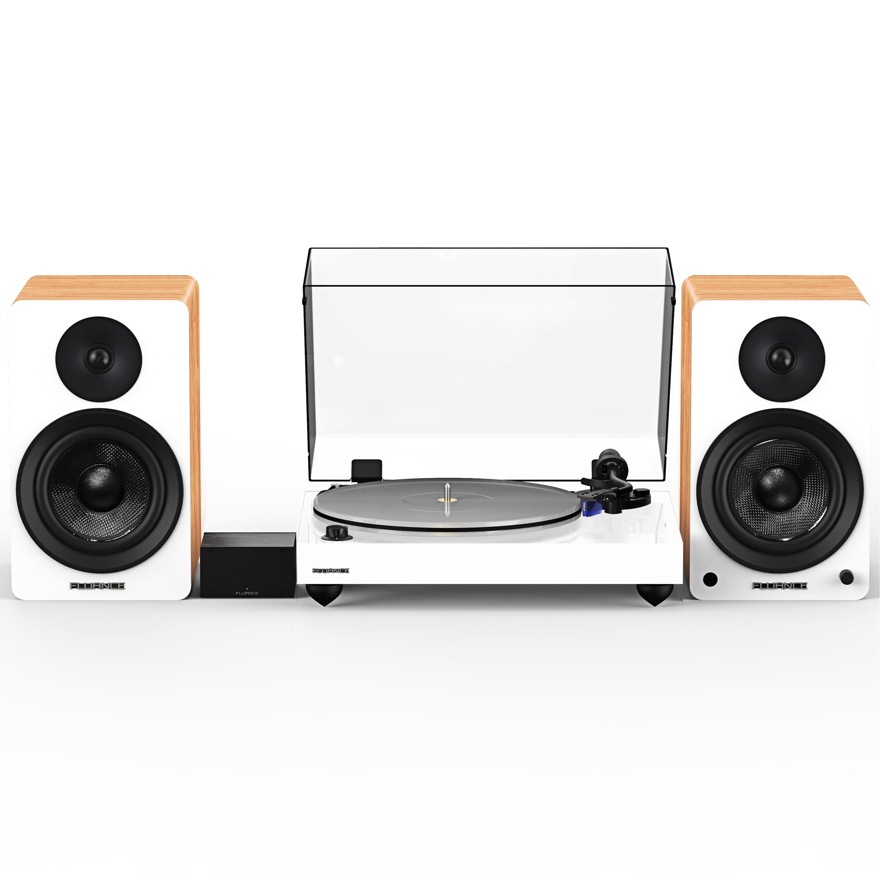 Fluance - RT85 Reference High Fidelity Vinyl Turntable, PA10 Phono Preamp and Ai61 Powered 6.5" Stereo Bookshelf Speakers - Piano White