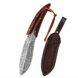 Kitcheniva - Stainless Steel Kitchen Knife with Wooden Handle & Leather Sheath - 3.75" Blade, 7.87" Overall Length