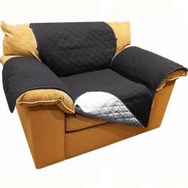 Kitcheniva - Reversible Quilted Microfiber Sofa Cover Furniture Protector for Pets Kids & Dogs Chair Gray - Black