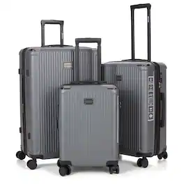 Roberto Cavalli - 3 Piece Luggage Set with Expandable Hard Shell & 8 Spinner Wheels - Gray