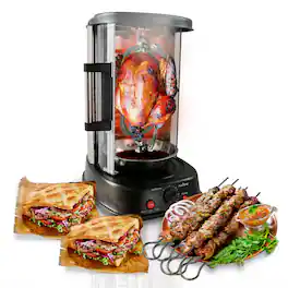 NutriChef - Countertop Vertical Rotating Oven - Rotisserie Shawarma Machine, Kebob Machine, Stain & Heat Resistant Door - Black