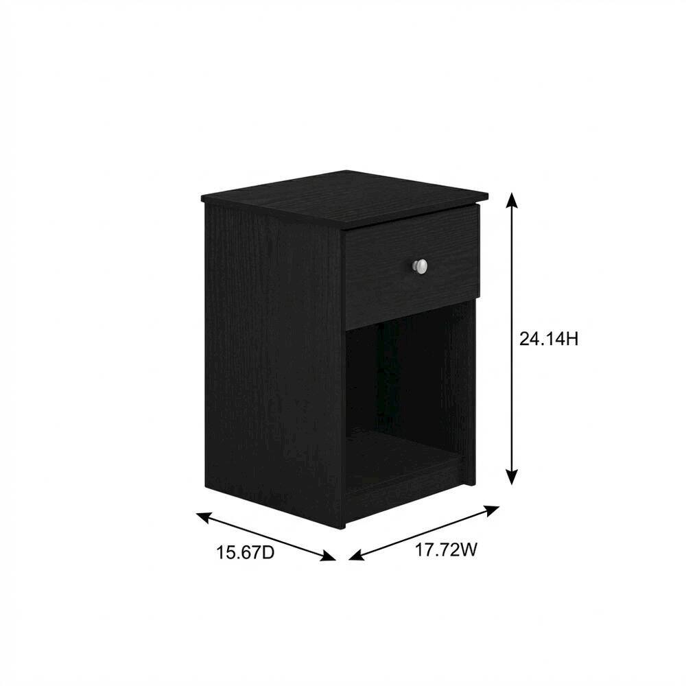 FurniFact - Black wood nightstand with one drawer and modern design - Black Oak price history on PriceWatchPro
