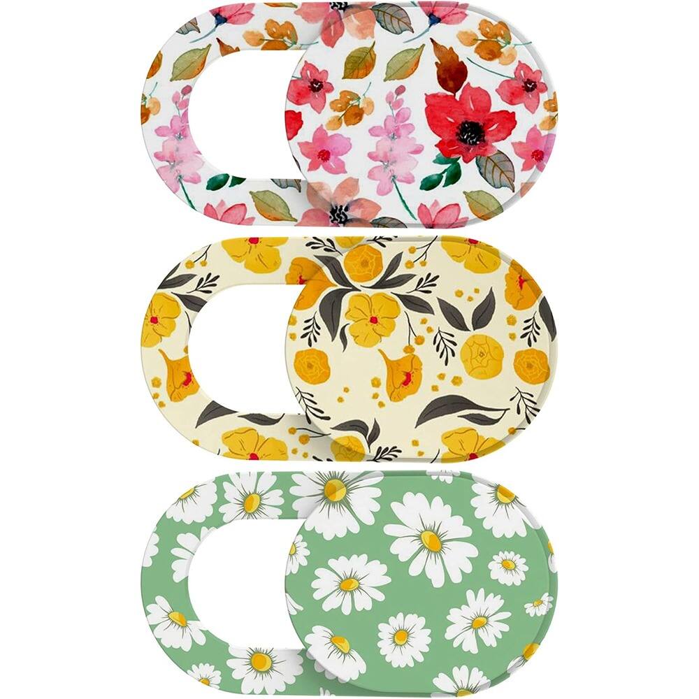 Front. RTMB - Ultra-Thin Webcam Cover Slide for Laptops & Phones – Cute Flowers.