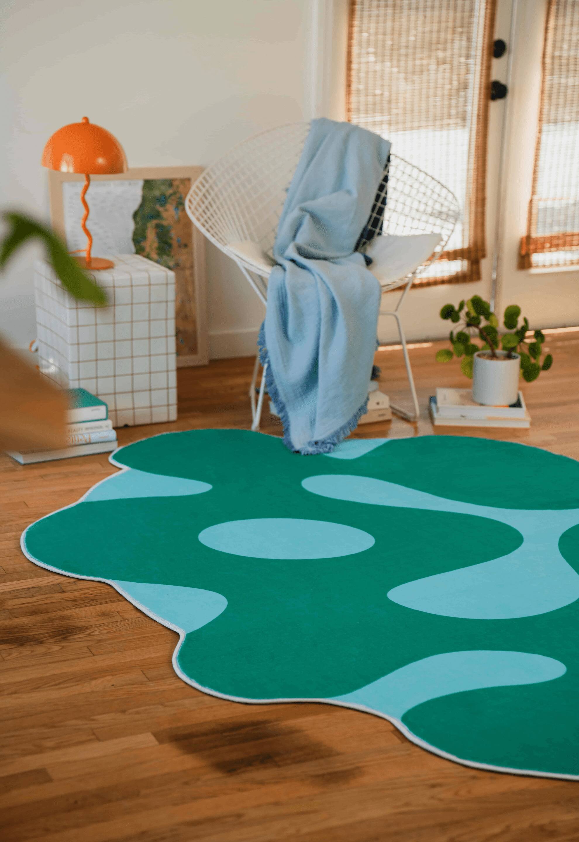 Back. Lanyspace - 7'x10' Area Rug, Washable Rugs, Non-Slip and Tear-Resistant Soft Carpet, Irregular Moss Design Rug for Home Decor - Multicolor.