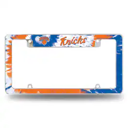 Rico Industries - New York Knicks Chrome Metal License Plate Frame with Bold Tie Dye Design - Multi
