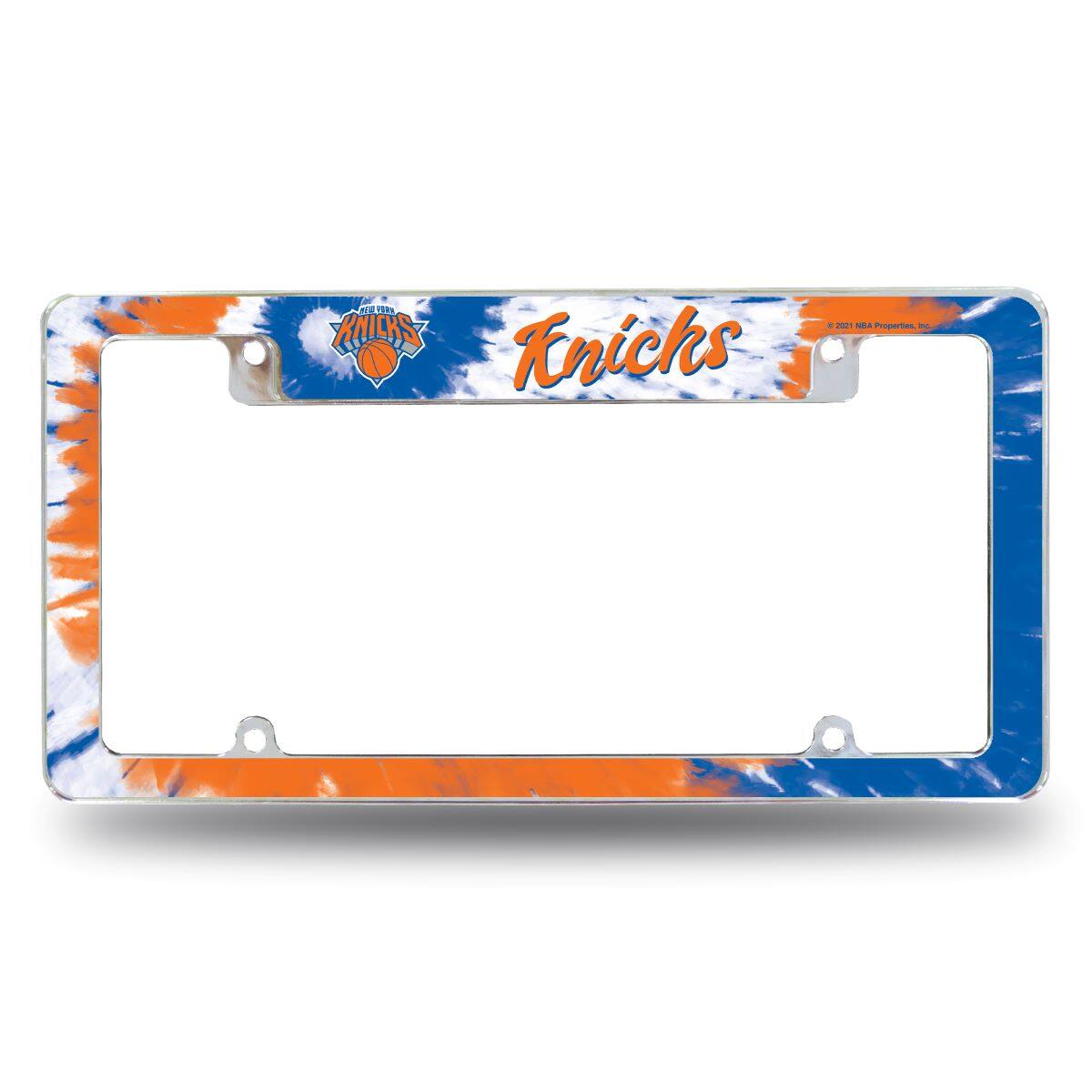 New York Basketball Knicks Chrome Metal License Plate Frame - Tie Dye Design