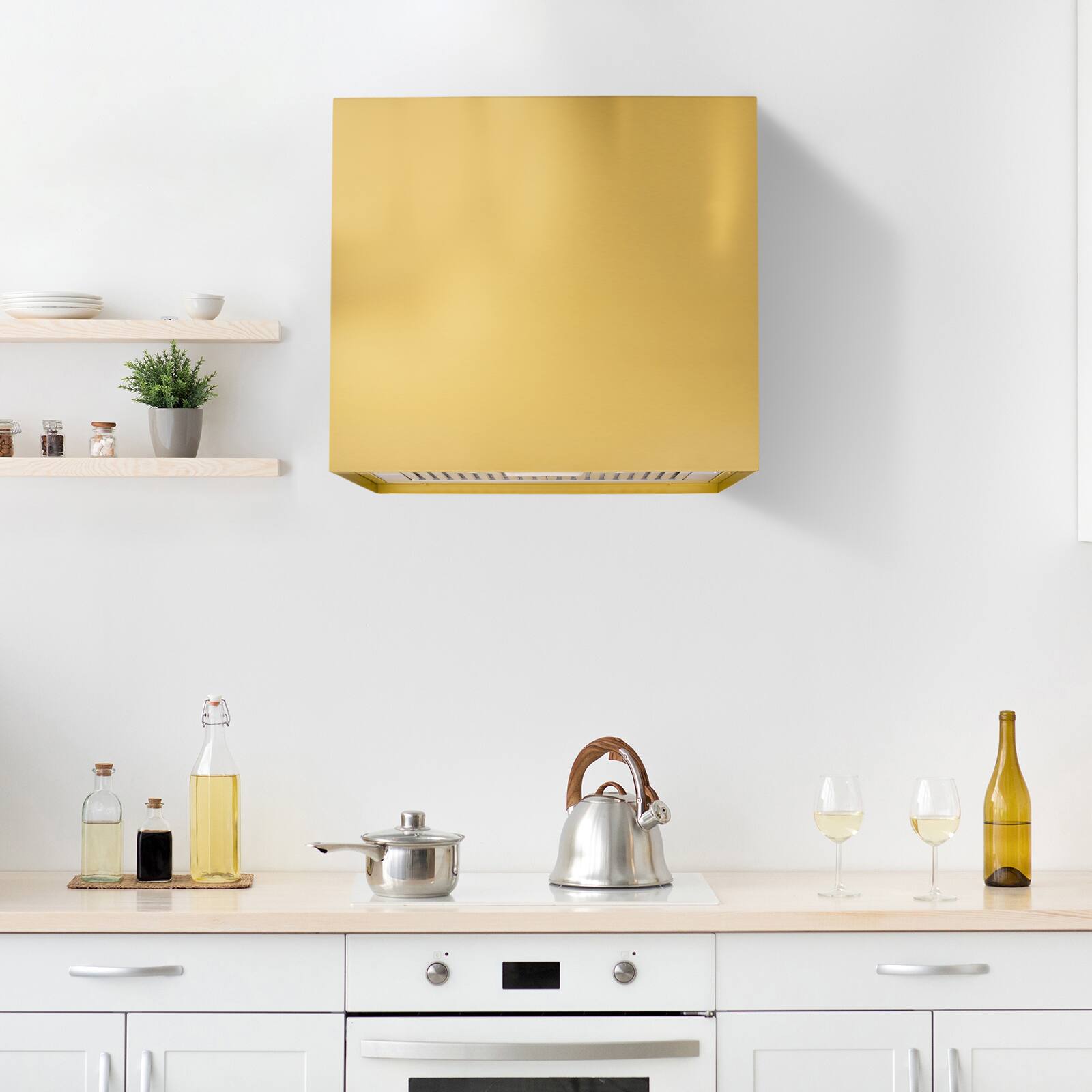 Alt View 6. Akicon - Akicon 30 inch Ducted 600-CFM Matte Gold Wall-Mounted Range Hood with Charcoal Filter - Gold.