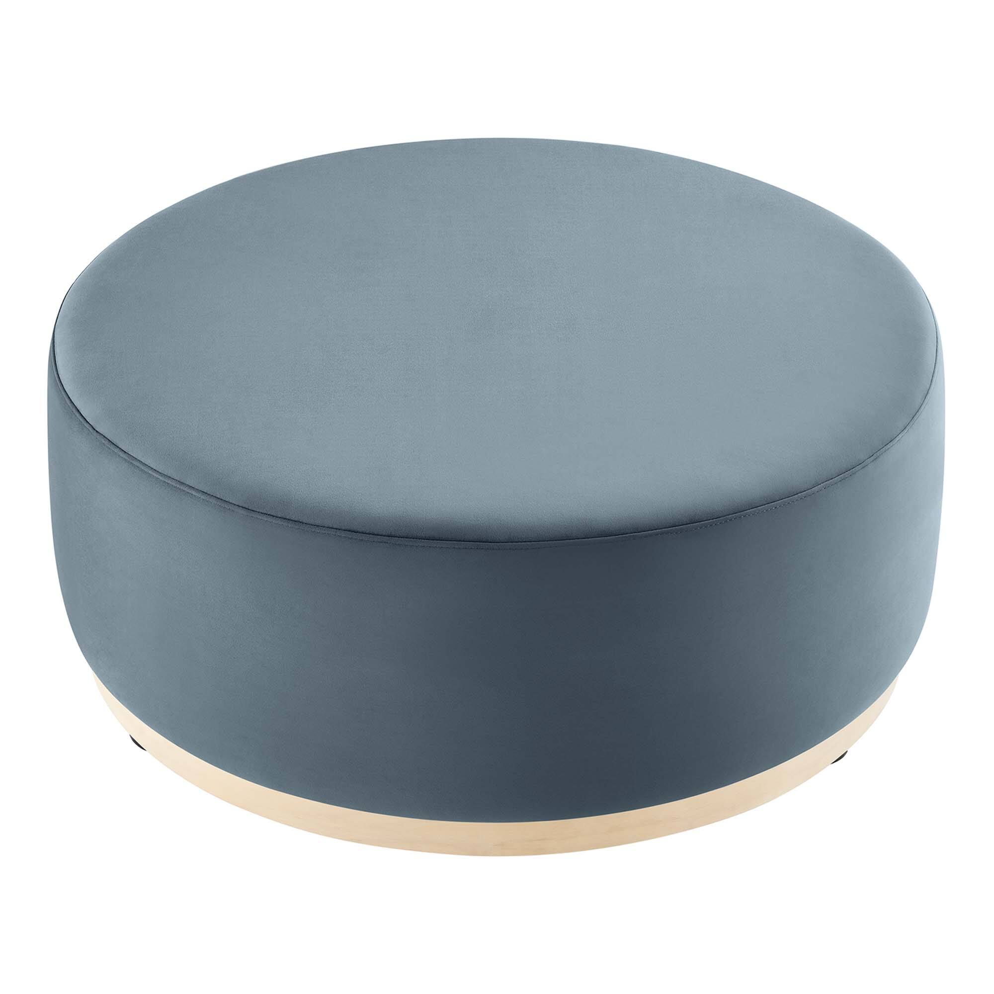 Alt View 5. Modway - Tilden Large 38" Round Performance Velvet Upholstered Ottoman by Modway - Cadet Blue Natural.