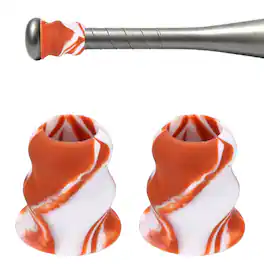 Unique Bargains - Bat Taper, Knob Taper Silicone Non-slip Ergonomic Grip, Easy Installation 2pcs - Fits Most Softball/Baseball Bats - Orange-White