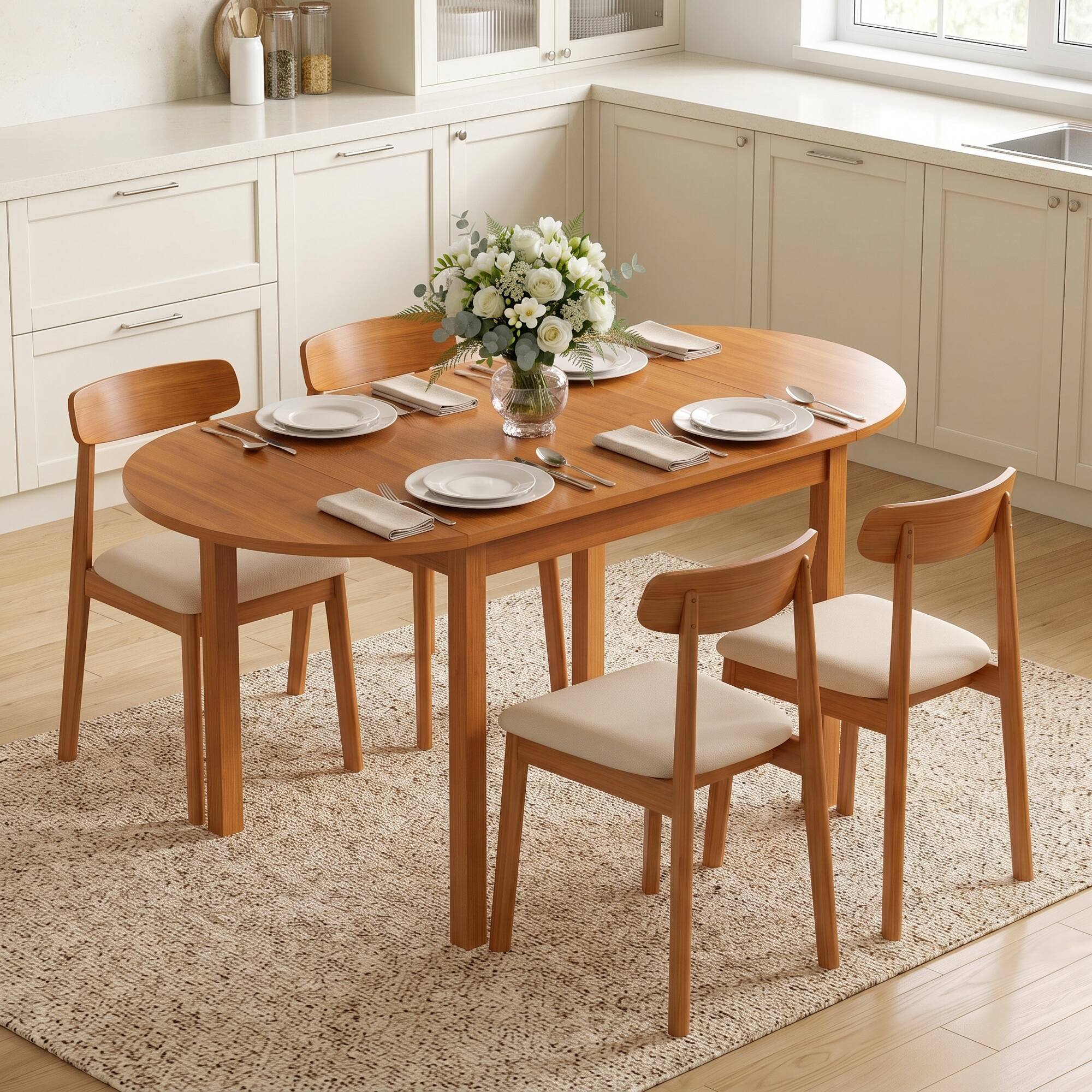 Alt View 1. Homcom - Wood Kitchen Table - Walnut.