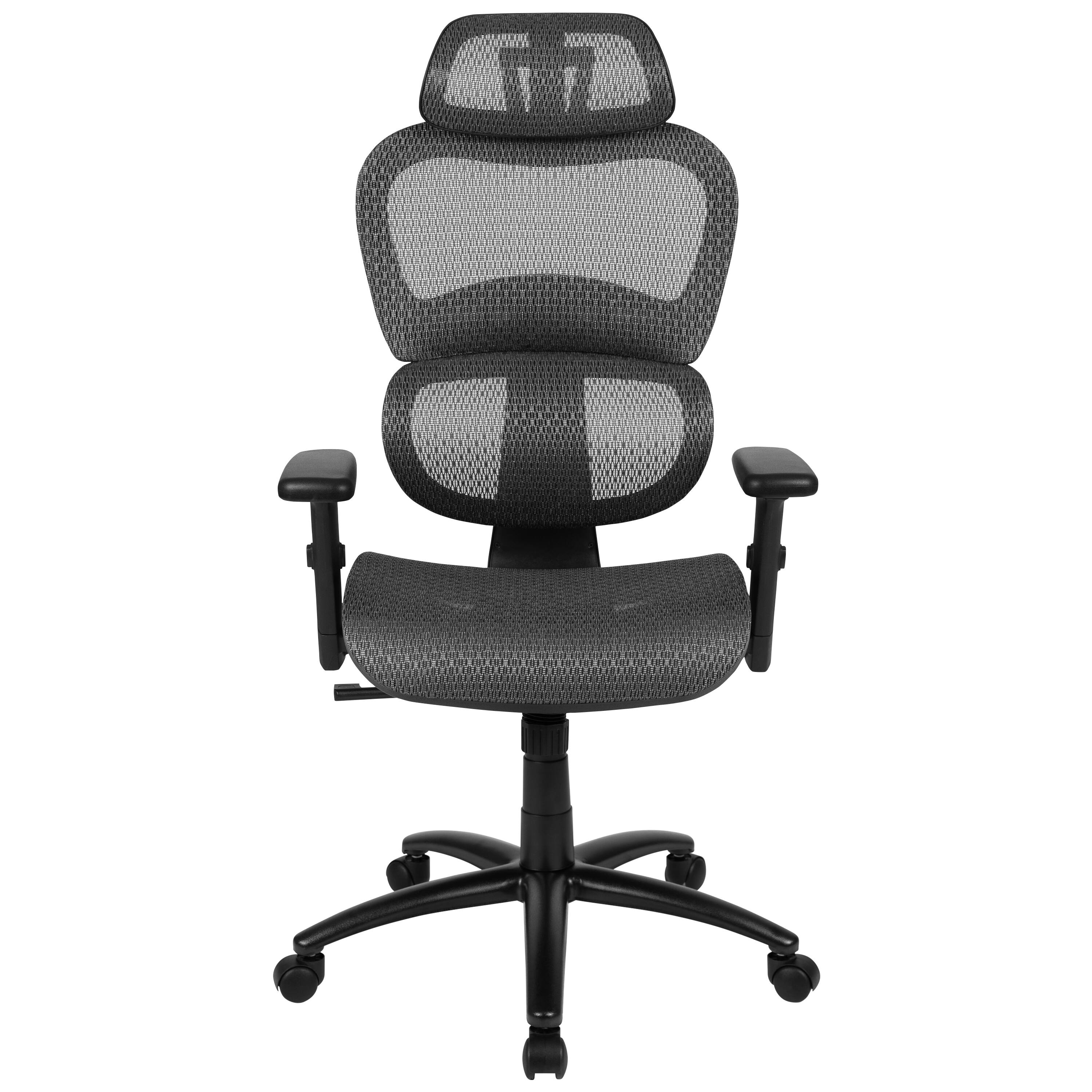 Alt View 7. Emma + Oliver - Ergonomic Mesh Office Chair-Synchro-Tilt, Headrest, Adjustable Pivot Arms - Gray.