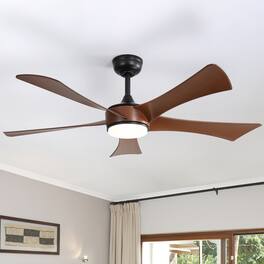 Sofucor - 52 Inch High CFM Modern Ceiling Fan with Light and Remote Reversible DC Motor Noiseles for Bedroom Living Room Farmhouse - Black