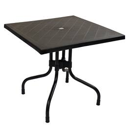 Sunnydaze - Square Plastic Top Outdoor Dining Table with Iron Legs - Black