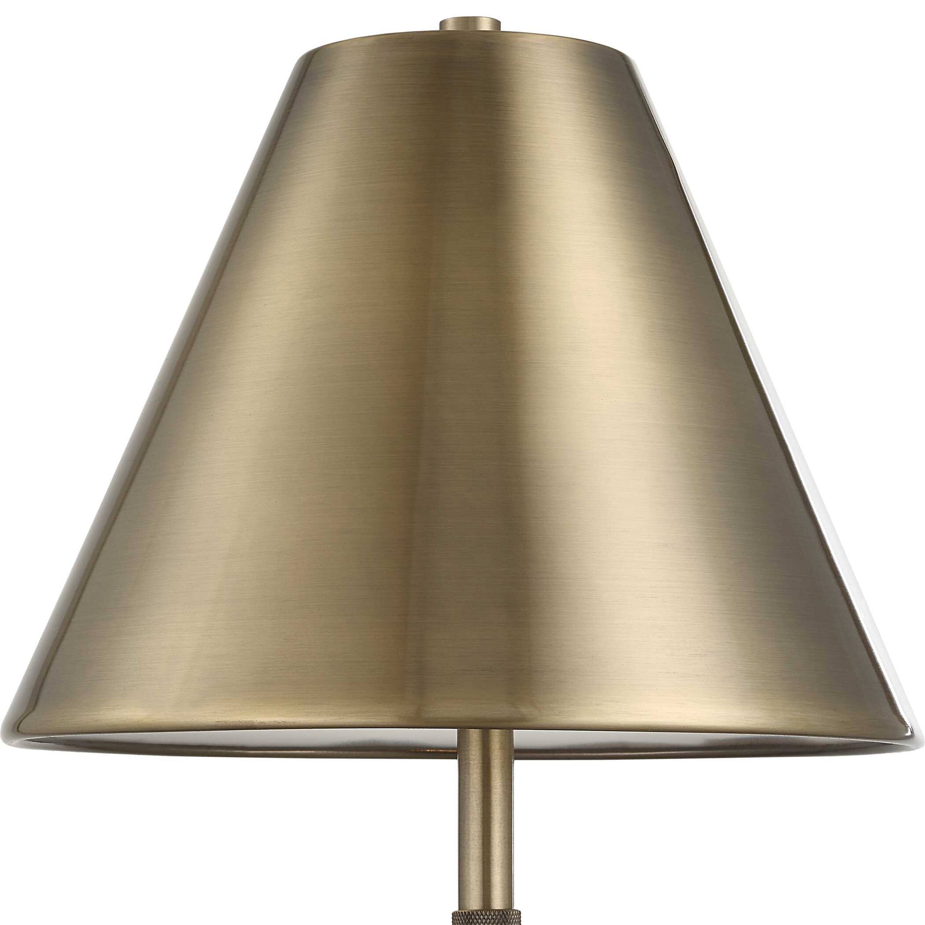 Left. Manhattan Lane - Table Lamp with Metal Body and Tapered Shade, 32 Inch - Antique Brass.