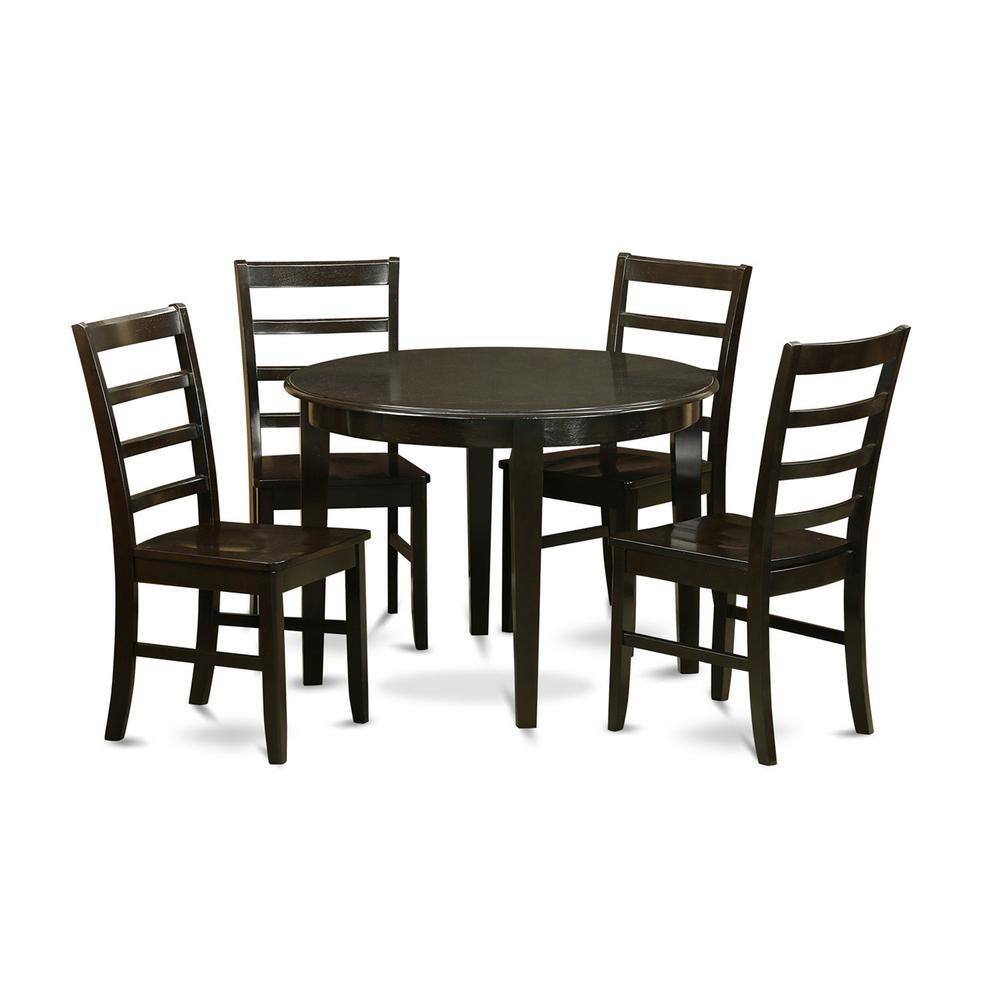 Back. East West Furniture - 5 Pc Kitchen Table set-Dining Table and 4 dinette Chairs - Cappuccino.