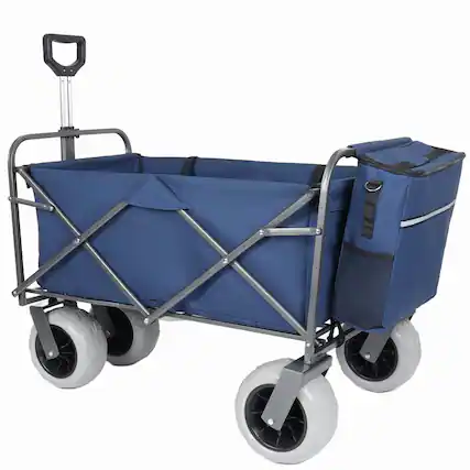 Front. Mondawe - 500lbs Beach Utility Carts w/ Cooler Bag & Liner Set - Dark Blue.