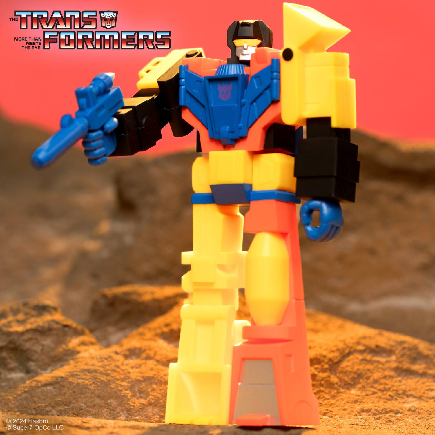 The text on the image is: "The Transformers: More Than Meets the Eye: 2024 Hasbro © Super7 OpCo LLC."