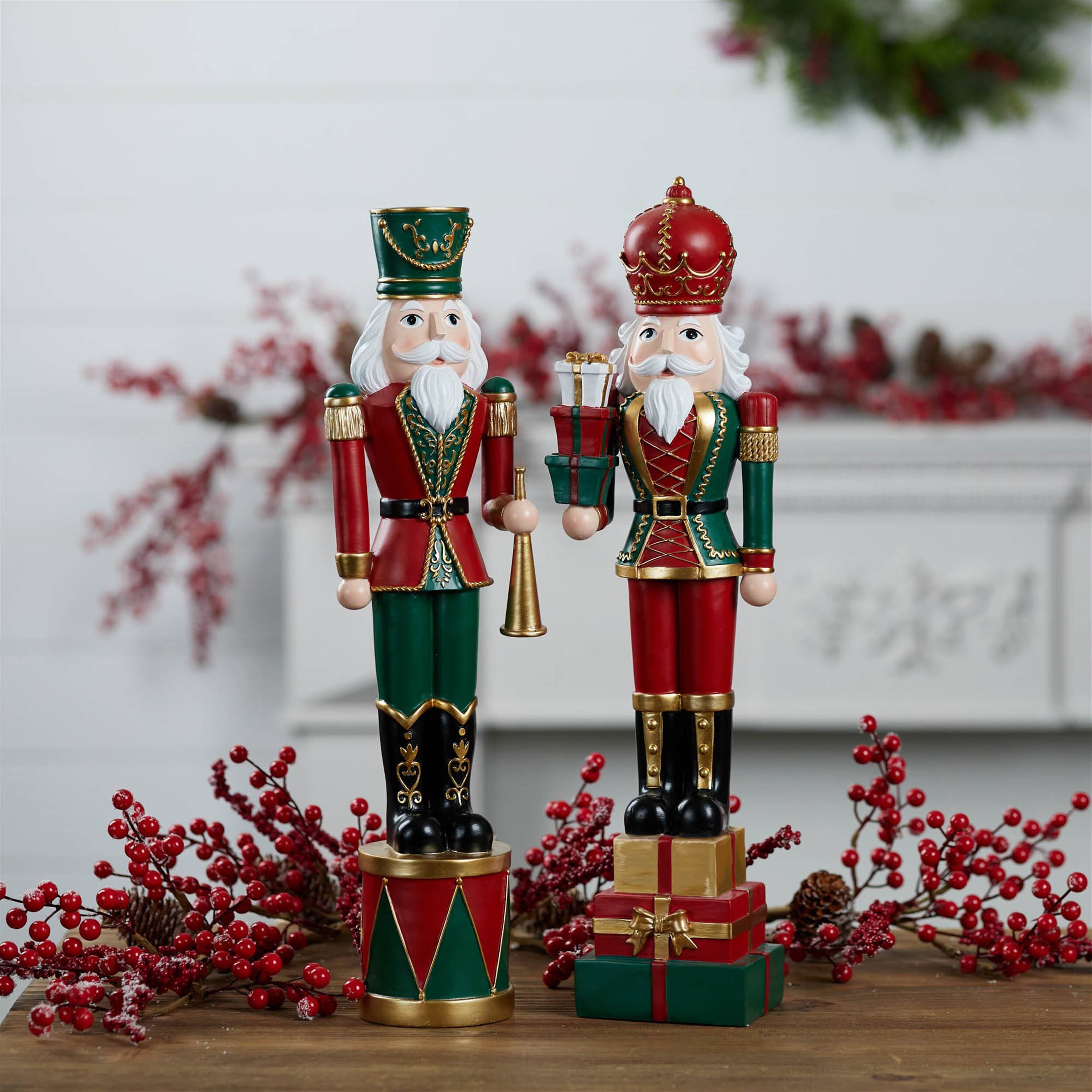 Angle. BreeBe - Holiday Nutcracker Soldier (Set of 2) - Red, Green, Black.