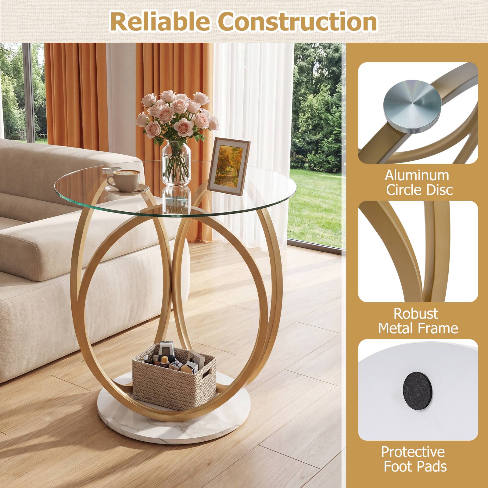 Reliable Construction

- Aluminum Circle Disc
- Robust Metal Frame
- Protective Foot Pads