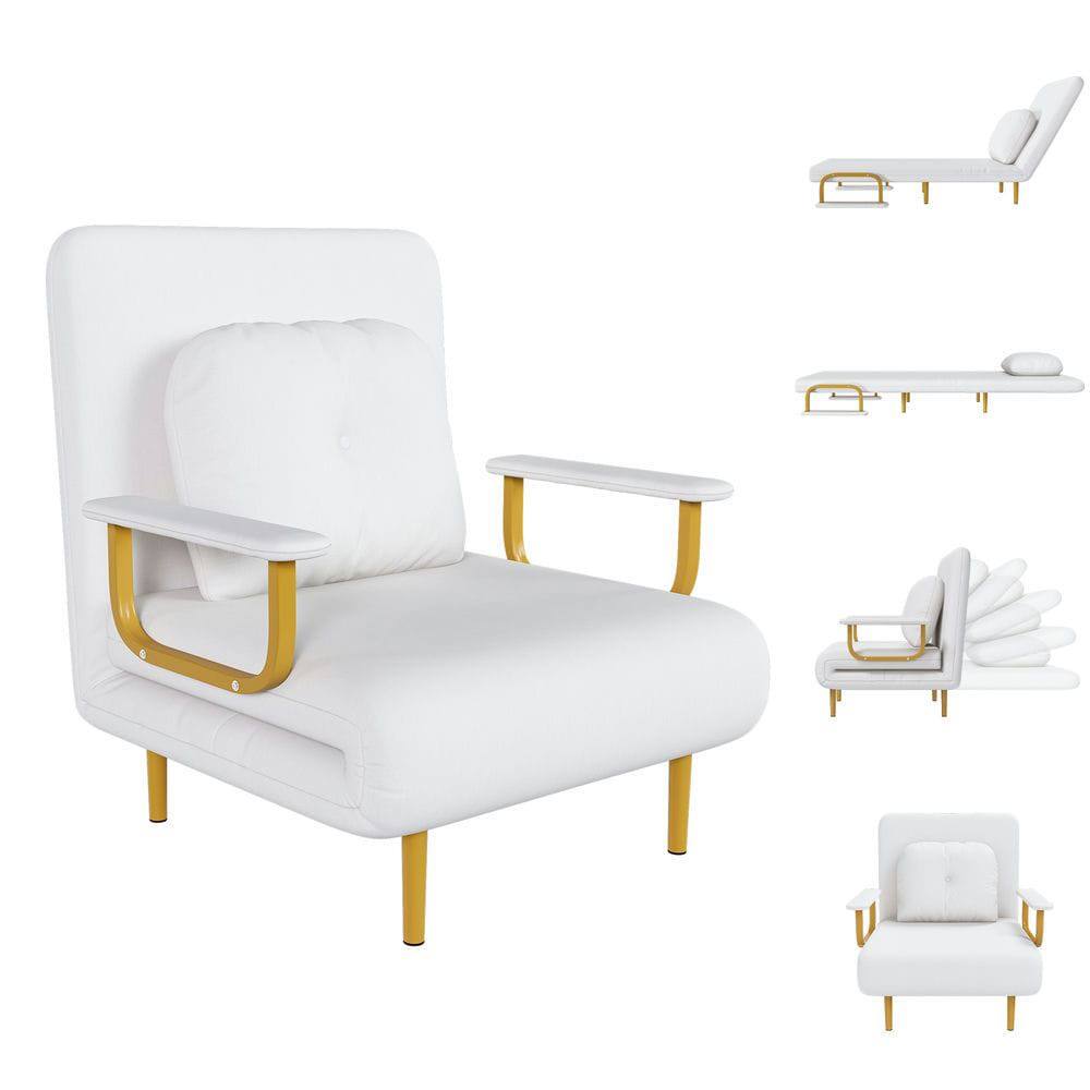 Alt View 6. Kadyn - 3-in-1 Folding Sleeper Chair, 5-Position Adjustable Backrest with Pillow for Living Room and Office, White - White.