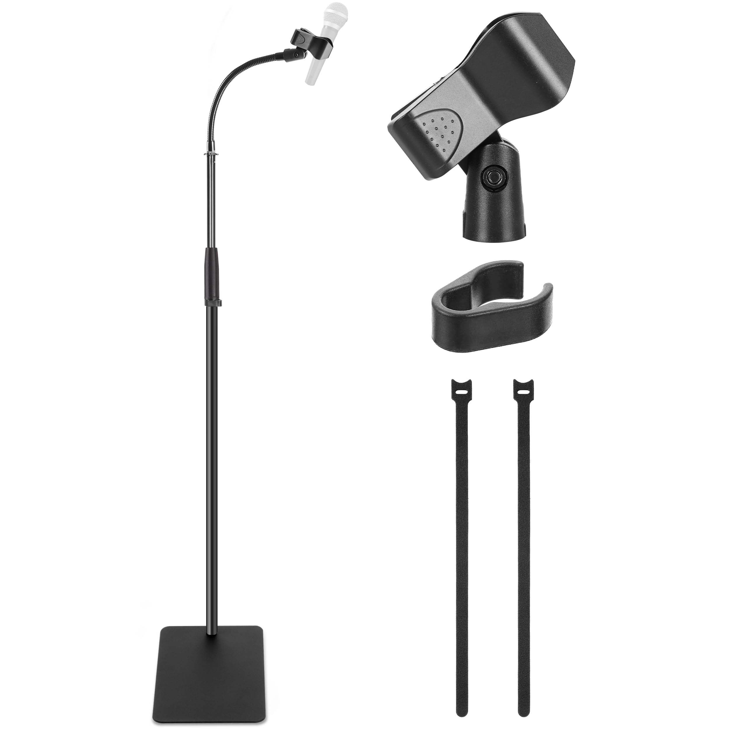 Front. PYLE - Pyle Square Base Gooseneck Microphone Stand with - black.