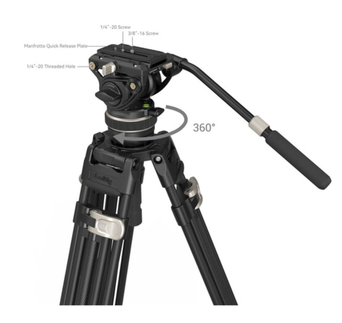 1/4"-20 Screw  
3/8"-16 Screw  
Manfrotto Quick Release Plate  
1/4"-20 Threaded Hole  
360°