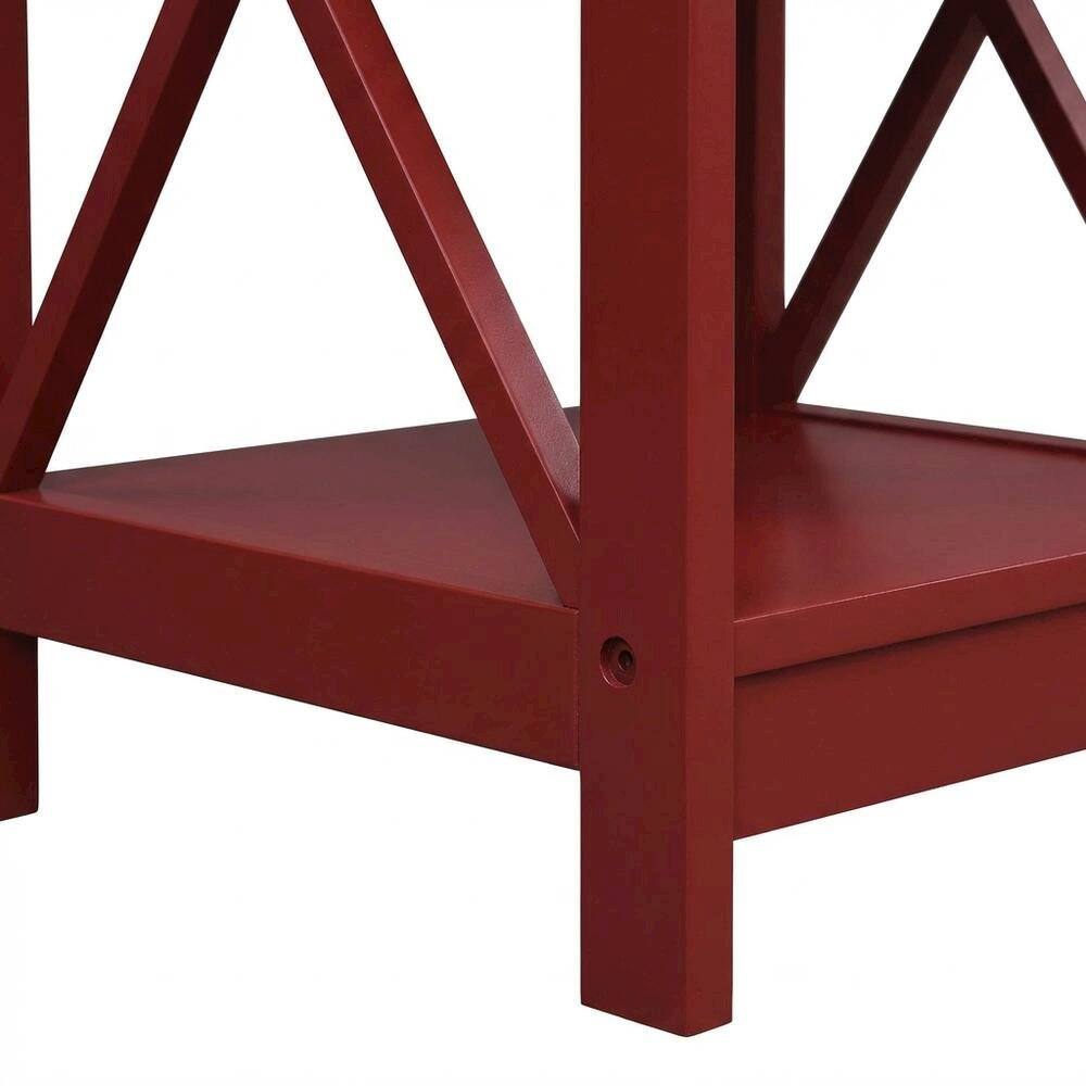Alt View 3. FurniFact - Cranberry Red End Table with Shelves and Transitional Style - Red.